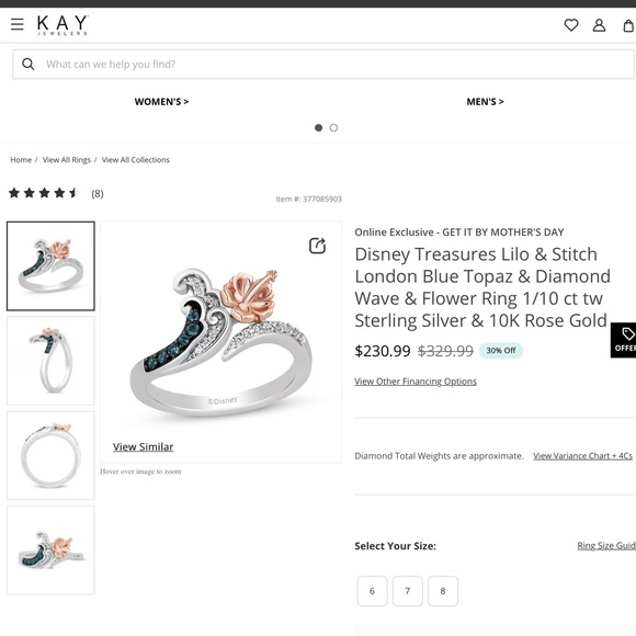 Moana Ring / Disney Treasures / Kay Jewlers / NWT / Size 7 - Picture 7 of 7